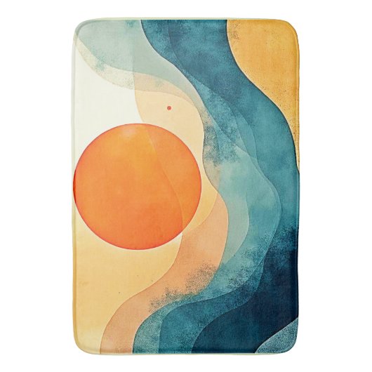 Abstracte Sunset Waves Art Badmat (Voorkant Verticaal)