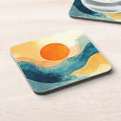 Abstracte Sunset Waves Art Bier Onderzetter (Linkerzijde)