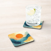 Abstracte Sunset Waves Art Bier Onderzetter (Rechterzijde)