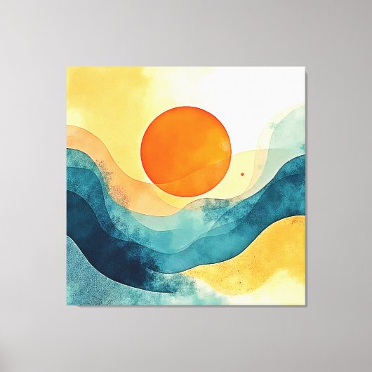 Abstracte Sunset Waves Art Canvas Afdruk (Voorkant)
