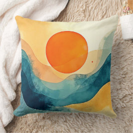 Abstracte Sunset Waves Art Kussen
