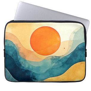 Abstracte Sunset Waves Art Laptop Sleeve