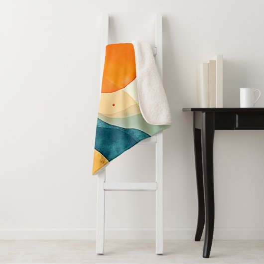 Abstracte Sunset Waves Art Sherpa Deken (In situ)
