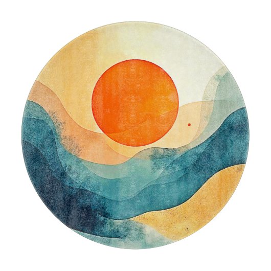 Abstracte Sunset Waves Art Snijplank (Voorkant)