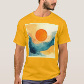 Abstracte Sunset Waves Art T-shirt (Voorkant)