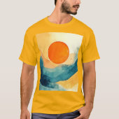 Abstracte Sunset Waves Art T-shirt (Voorkant)