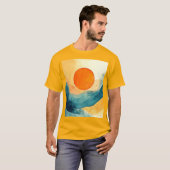 Abstracte Sunset Waves Art T-shirt (Voorkant volledig)