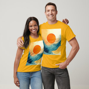 Abstracte Sunset Waves Art T-shirt