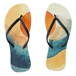 Abstracte Sunset Waves Art Teenslippers