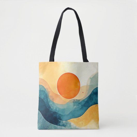 Abstracte Sunset Waves Art Tote Bag (Voorkant)
