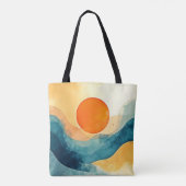 Abstracte Sunset Waves Art Tote Bag (Achterkant)