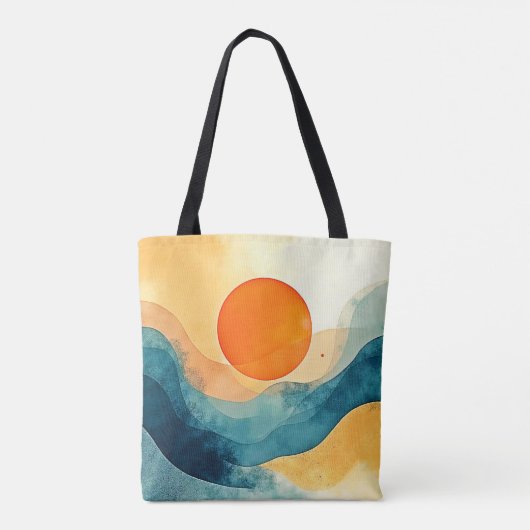 Abstracte Sunset Waves Art Tote Bag (Achterkant)