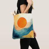 Abstracte Sunset Waves Art Tote Bag (Dichtbij)