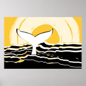 Abstracte Sunsrise Whale Fin Zee Geel & Zwart Poster (Voorkant)