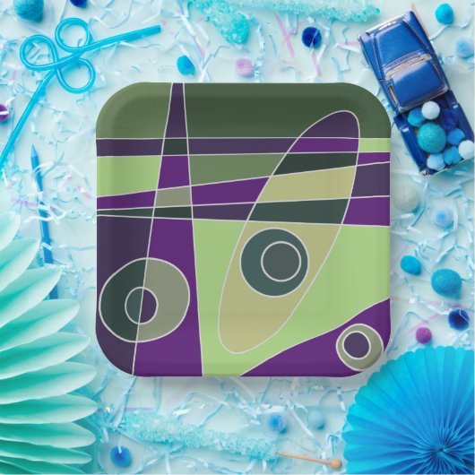 Abstracte Surfende groene appels Papieren Bordje (Feest)