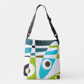 Abstracte Surfende olijfblauwe Blauwgroen plant Crossbody Tas (Achterkant)
