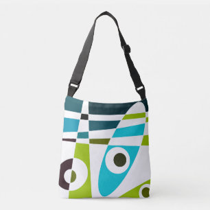 Abstracte Surfende olijfblauwe Blauwgroen plant Crossbody Tas