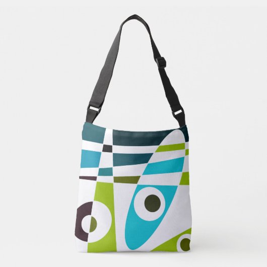 Abstracte Surfende olijfblauwe Blauwgroen plant Crossbody Tas (Voorkant)
