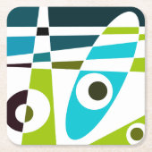 Abstracte Surfende olijfblauwe Blauwgroen plant Kartonnen Onderzetters (Voorkant)