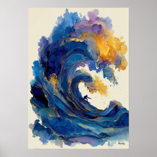 Abstracte Surfer Golf Liquide Kunst Oceaan Kleur S Poster