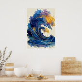 Abstracte Surfer Golf Liquide Kunst Oceaan Kleur S Poster (Keuken)