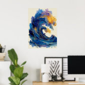 Abstracte Surfer Golf Liquide Kunst Oceaan Kleur S Poster (Thuiskantoor)