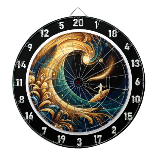 Abstracte Surfer Strand Energie Kunst Dartbord (Voorkant)