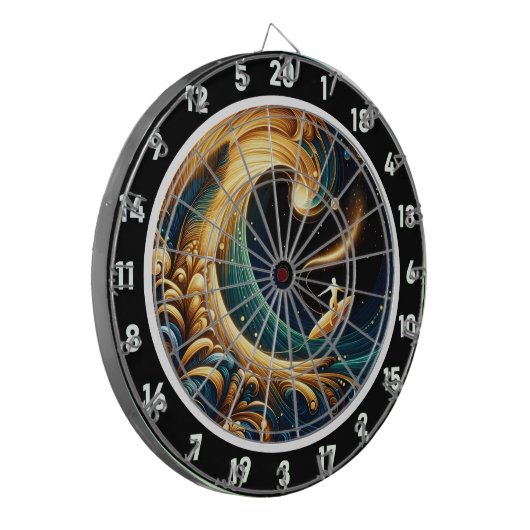 Abstracte Surfer Strand Energie Kunst Dartbord (Voorkant Links)