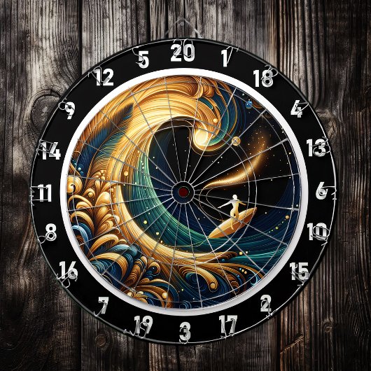 Abstracte Surfer Strand Energie Kunst Dartbord