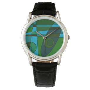 Abstracte Surfing Turquoise Green Shade Horloge