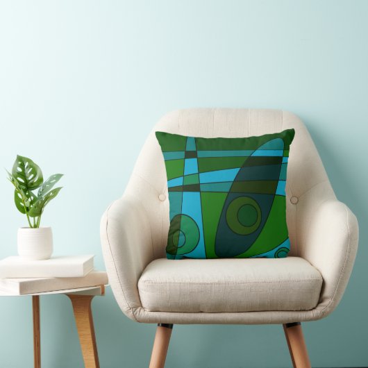 Abstracte Surfing Turquoise Green Shade Kussen (Stoel)