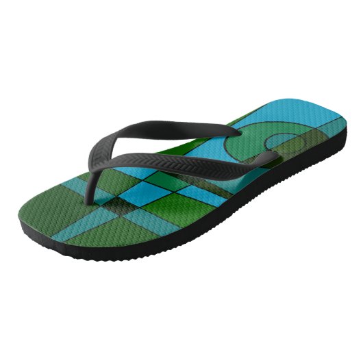 Abstracte Surfing Turquoise Green Shade Teenslippers (Schuin)