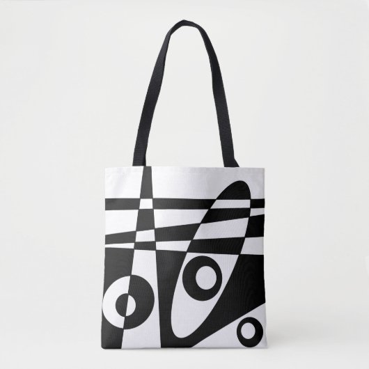 Abstracte surfwittest zwart tote bag (Voorkant)
