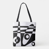 Abstracte surfwittest zwart tote bag (Achterkant)
