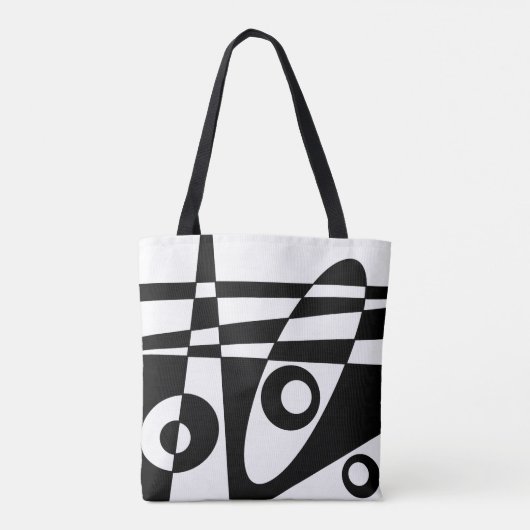 Abstracte surfwittest zwart tote bag (Achterkant)