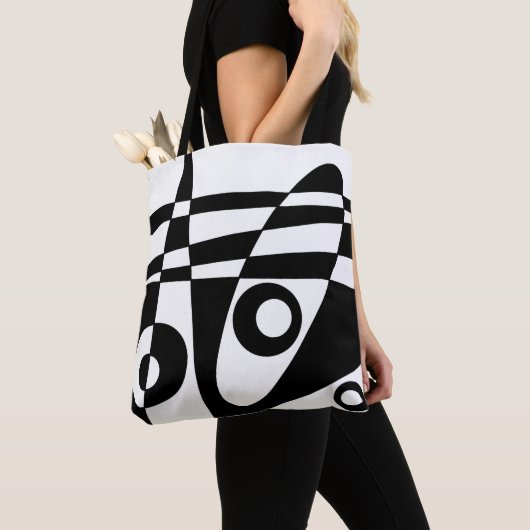 Abstracte surfwittest zwart tote bag (Dichtbij)