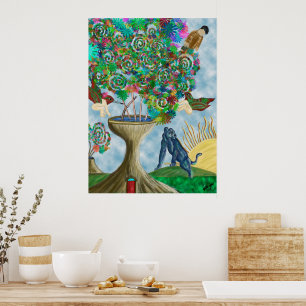 Abstracte Surreal Fantasy Art Floral Poster