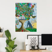 Abstracte Surreal Fantasy Art Floral Poster (Thuiskantoor)