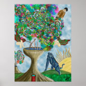 Abstracte Surreal Fantasy Art Floral Poster (Voorkant)