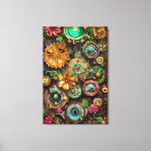 Abstracte Surreal Gears Flowers Steampunk Art Canvas Afdruk (Voorkant)
