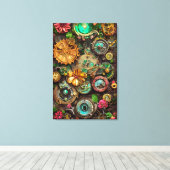Abstracte Surreal Gears Flowers Steampunk Art Canvas Afdruk (Insitu (Houten vloer))