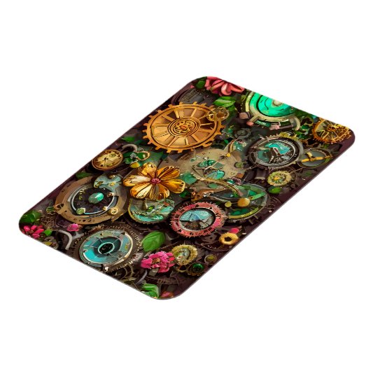 Abstracte Surreal Gears Flowers Steampunk Art Magneet (Linkerzijde)
