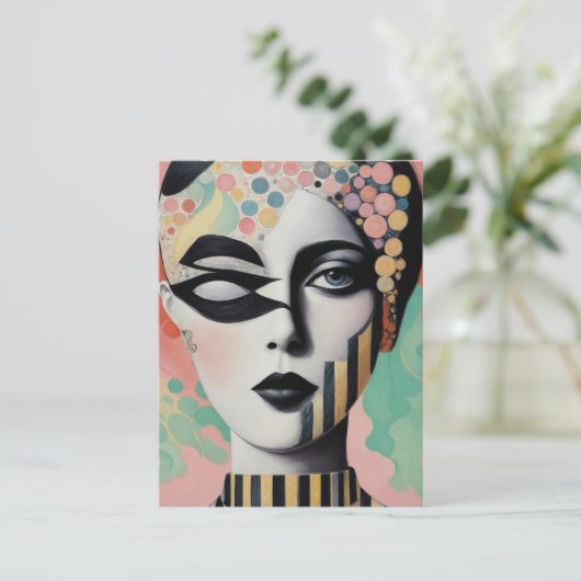 Abstracte surrealistische vrouw briefkaart (Staand voorkant)