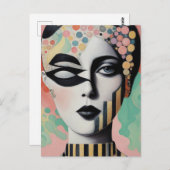 Abstracte surrealistische vrouw briefkaart (Voorkant / Achterkant)