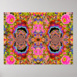 Abstracte surrealistische zonnebloem mandala, grap poster