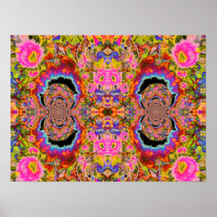 Abstracte surrealistische zonnebloem mandala, grap poster