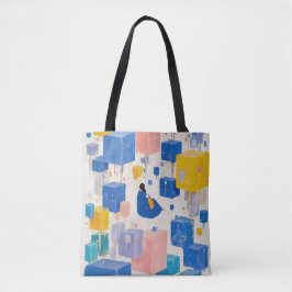 Abstracte Surrealistische Zwevende Blokken Dromer  Tote Bag