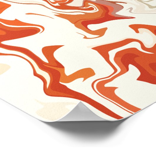 Abstracte Swirl Art met Sinaasappel & Cream Tones Poster (Hoek)