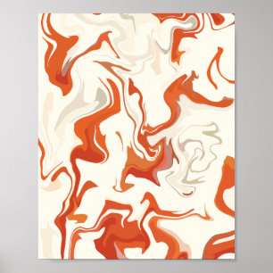 Abstracte Swirl Art met Sinaasappel & Cream Tones Poster