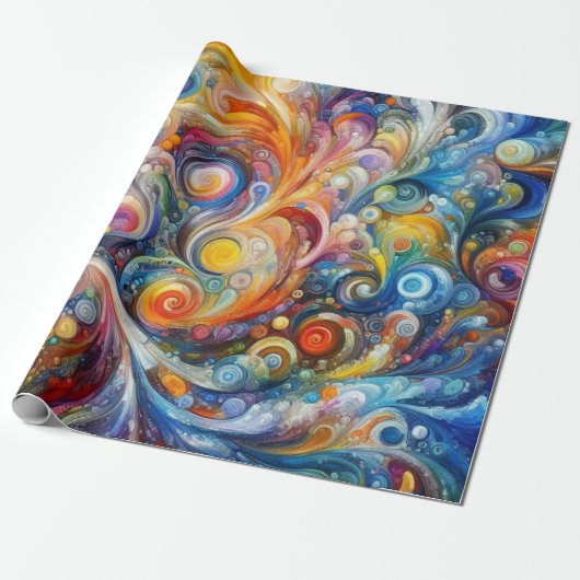 Abstracte Swirl Color Art Cadeaupapier (Uitgerold)